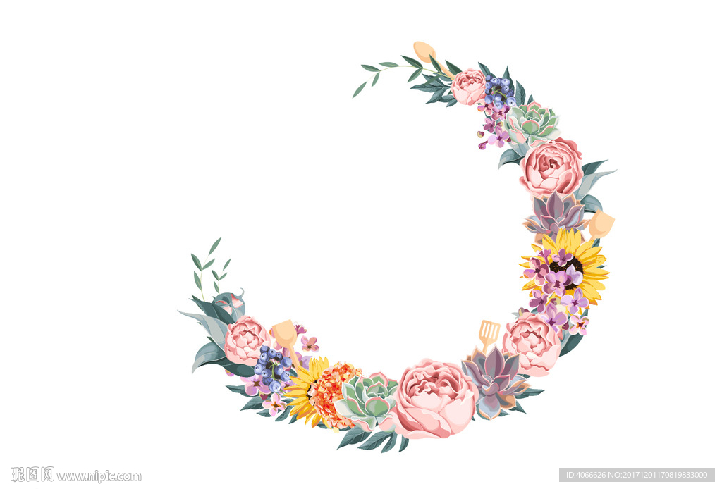 鲜花环矢量图案