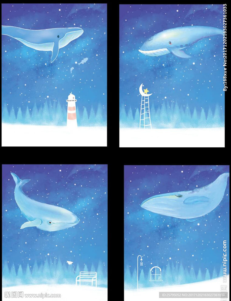 鲸鱼明信片设计