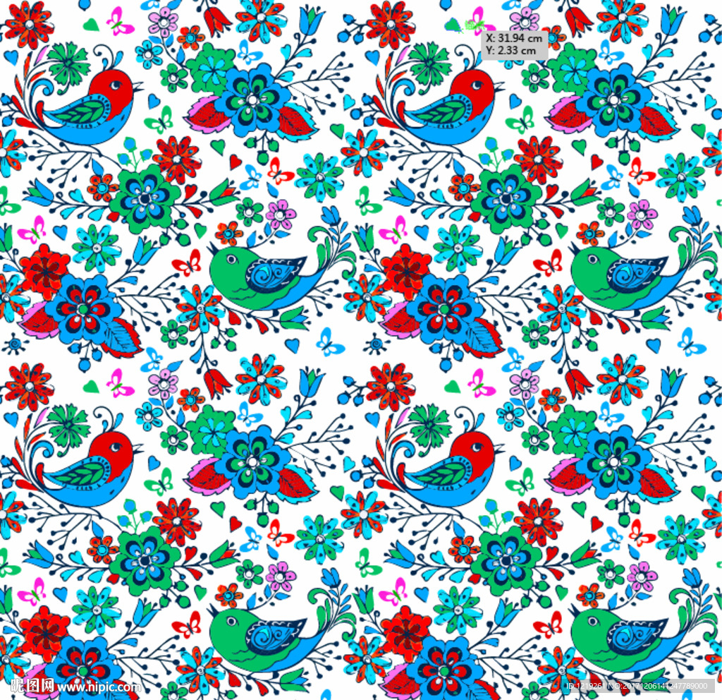 花鸟背景图无缝循环拼接图