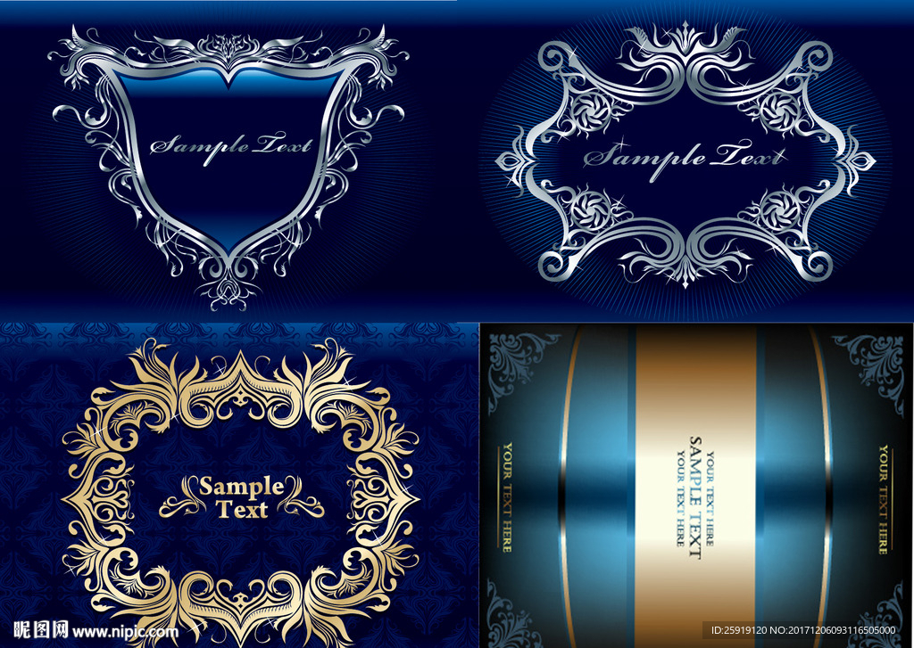 欧式花纹边框包装贺卡设计生日