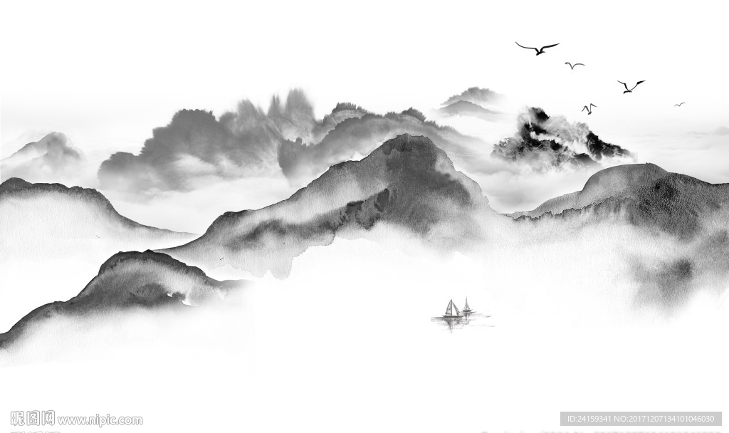意境水墨山水背景