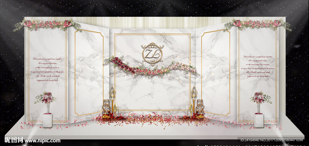 大理石小清婚礼留影区效果图