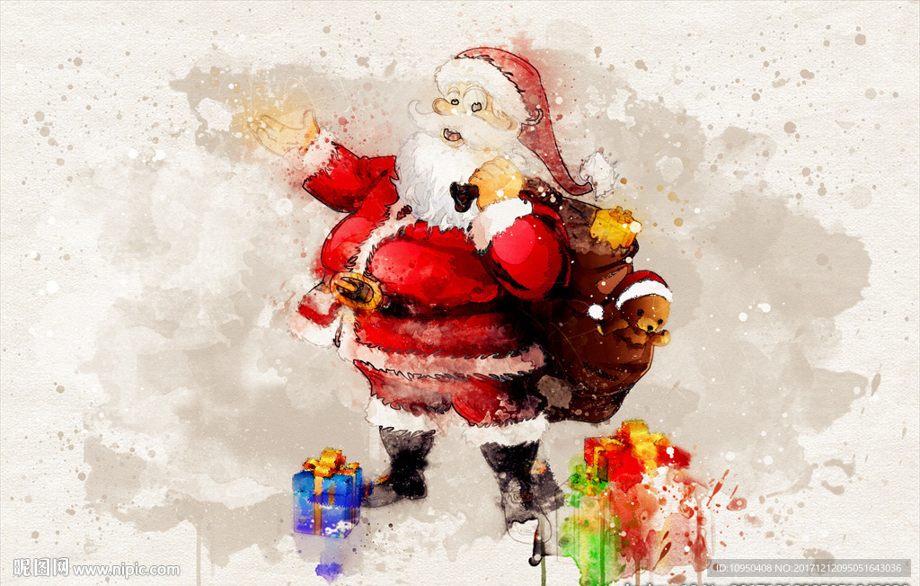 水彩圣诞老人