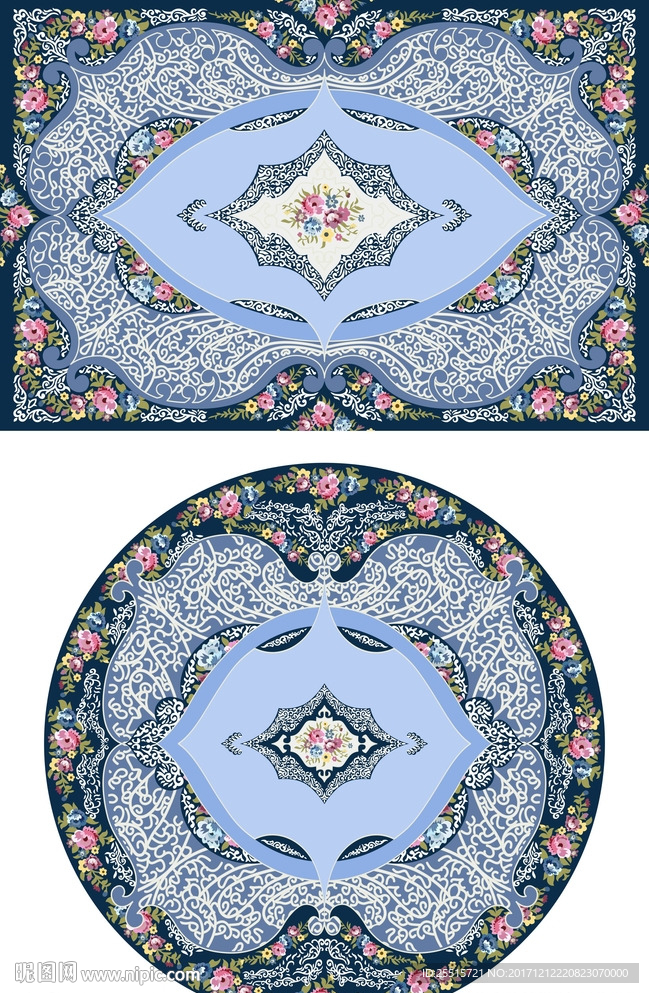 欧式花纹毛毯矢量图