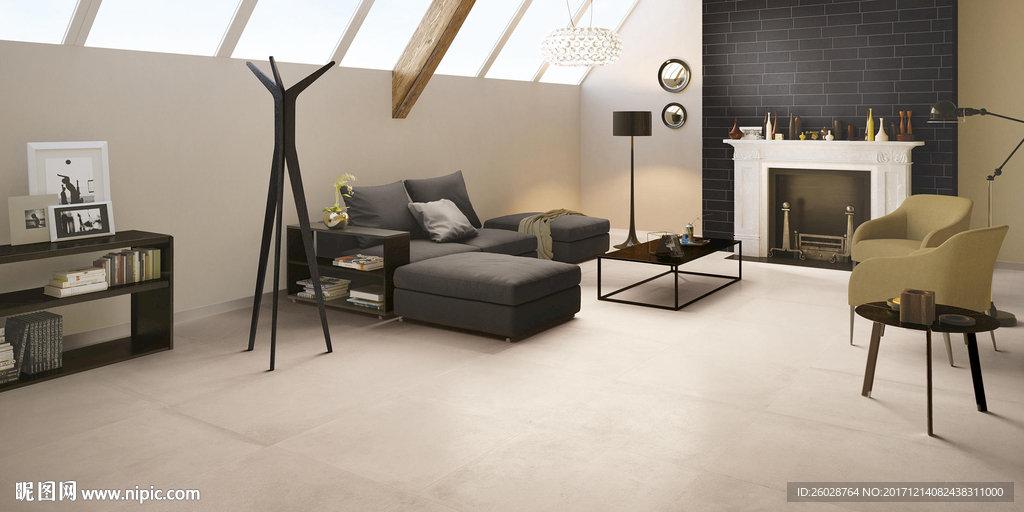 极简北欧风 最新仿古砖效果图