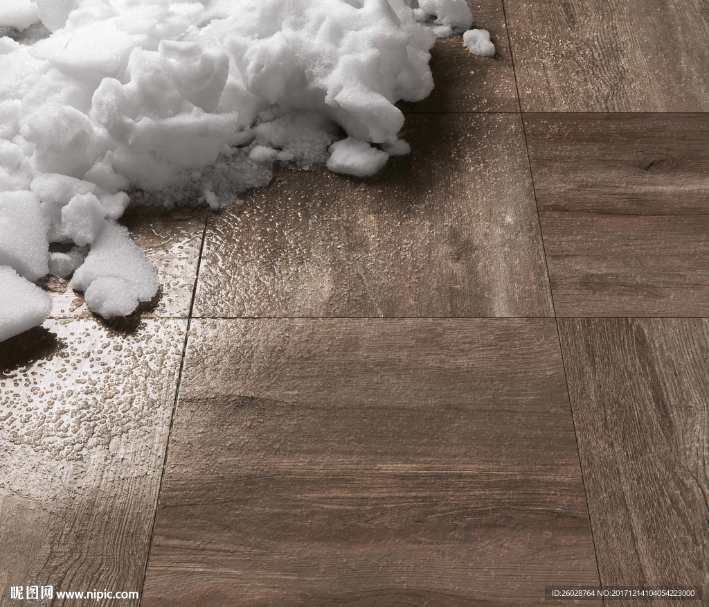 罕见仿古砖雪地特写效果