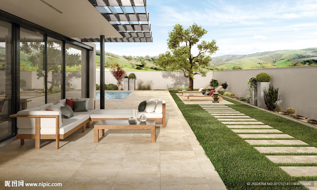 极致简约风格 仿古砖国外效果图