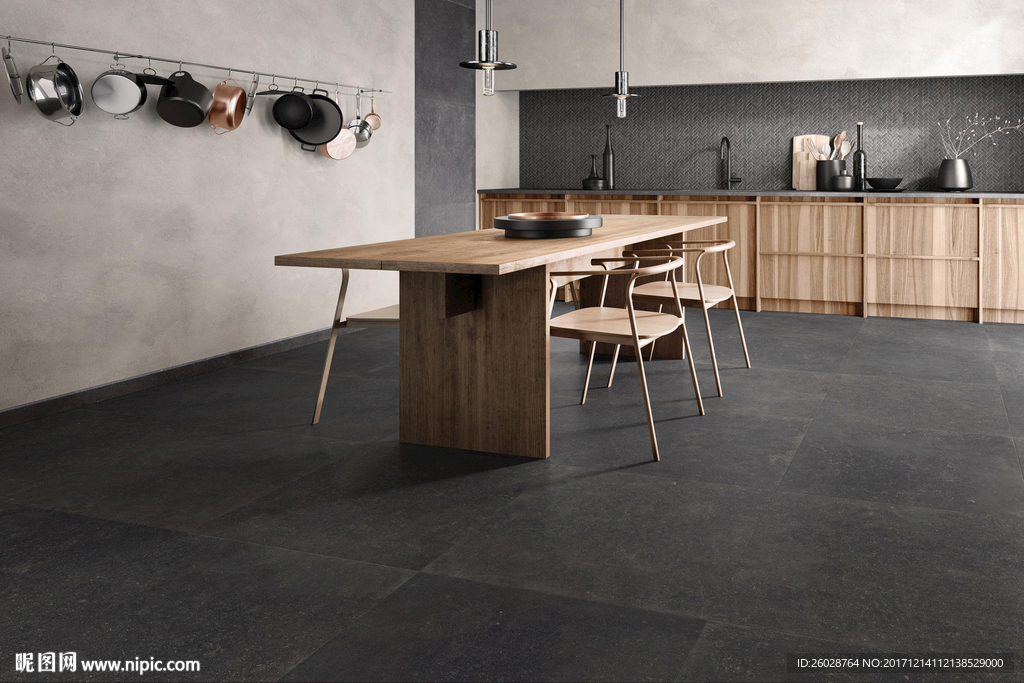 最新仿古砖 厨房餐厅国外效果图