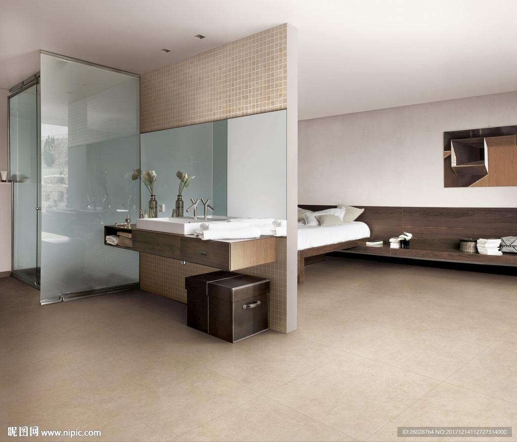 极致简约风格 仿古砖国外效果图