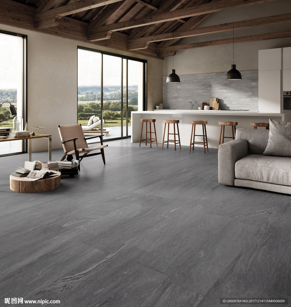 极致简约风格 仿古砖国外效果图