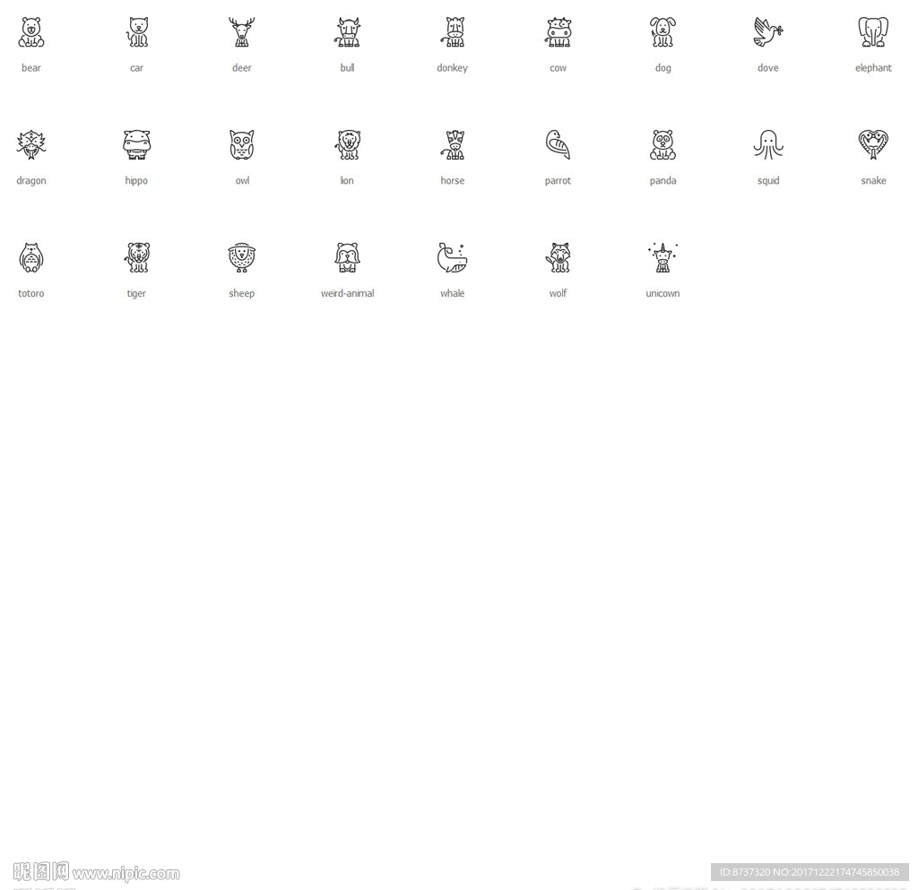 27种精致矢量动物图标图片