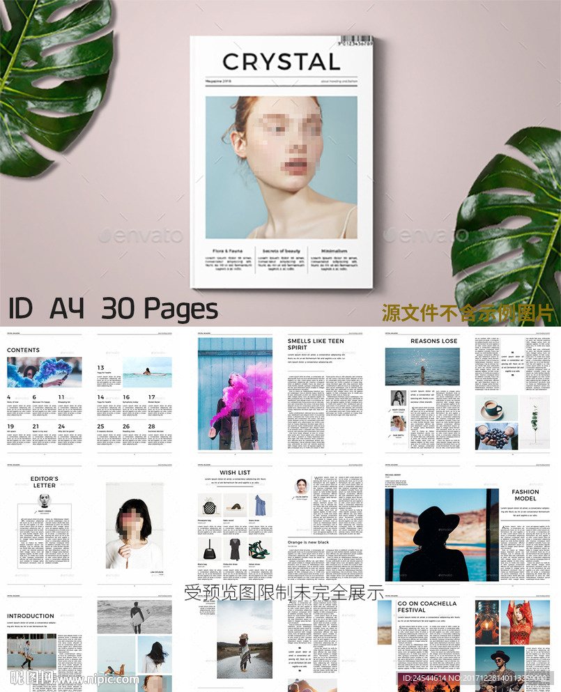 欧美时尚杂志内页排版ID模板