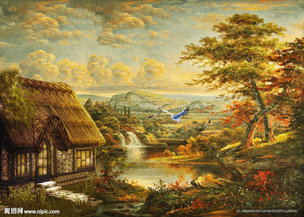 大型梦幻田园风光装饰画