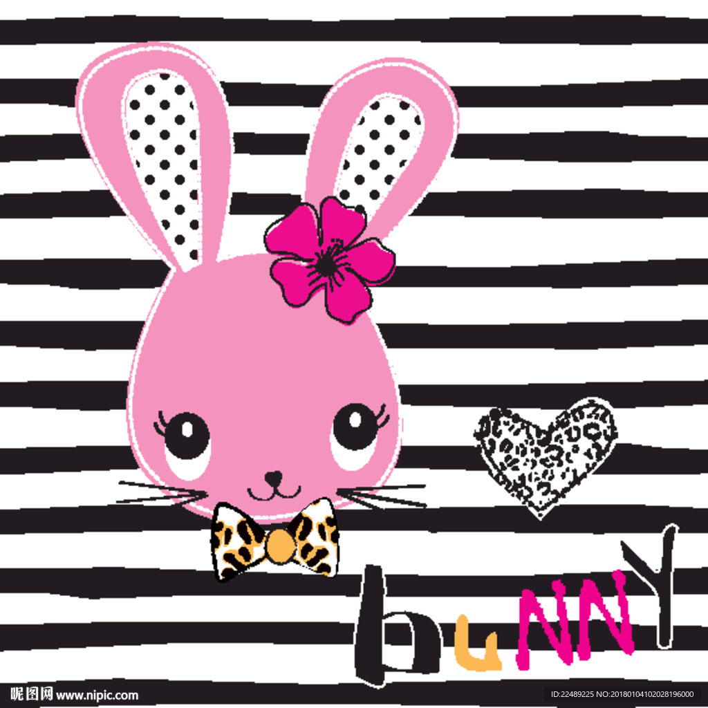 条纹卡通兔子