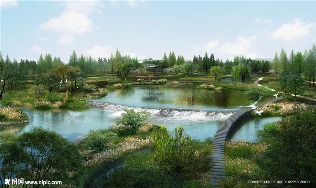 生态湿地公园效果图