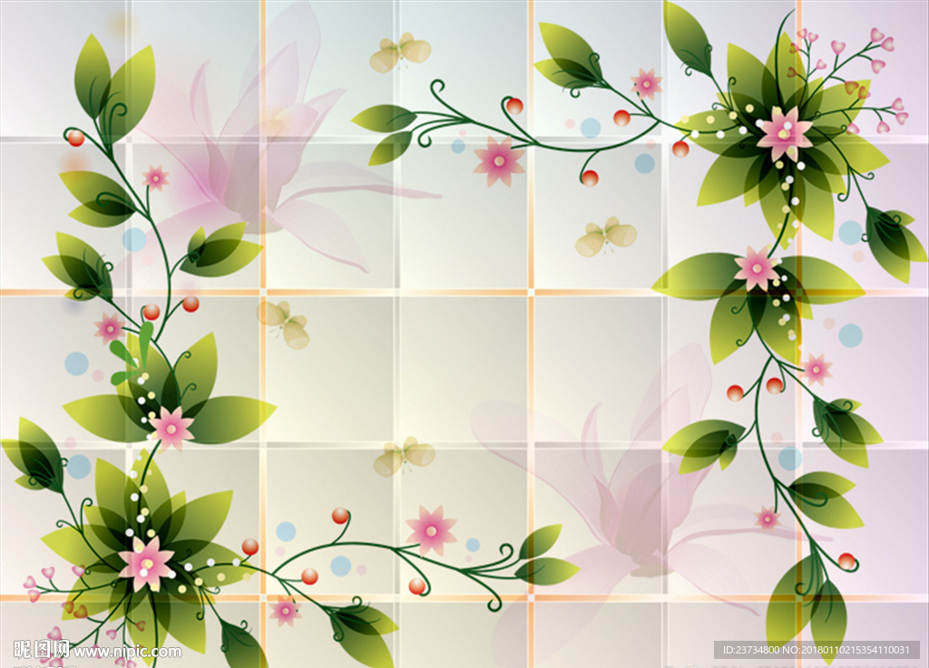 3D立体花纹背景墙