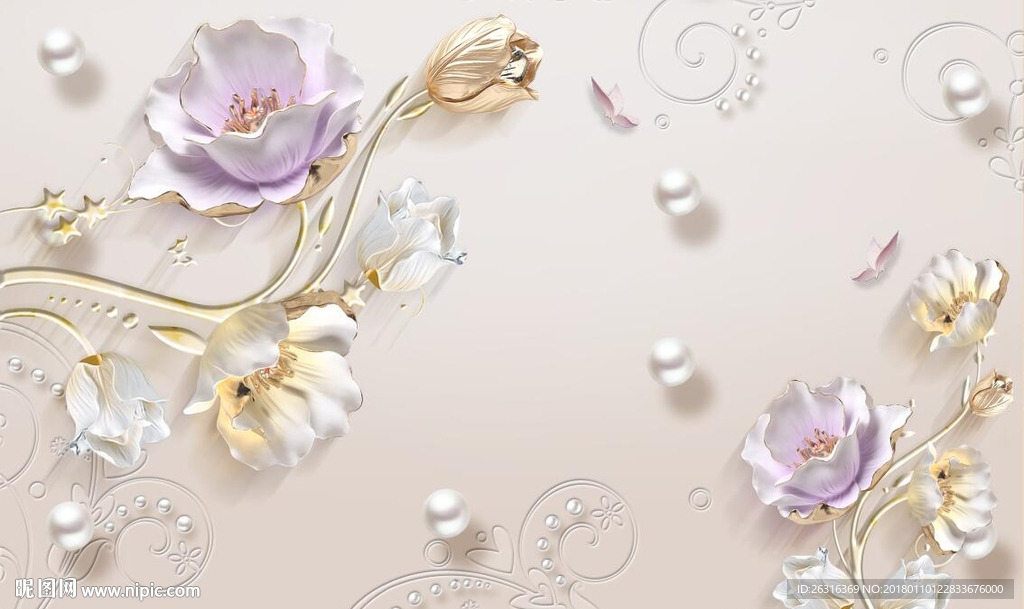 珠宝立体简约时尚中式电视背景墙