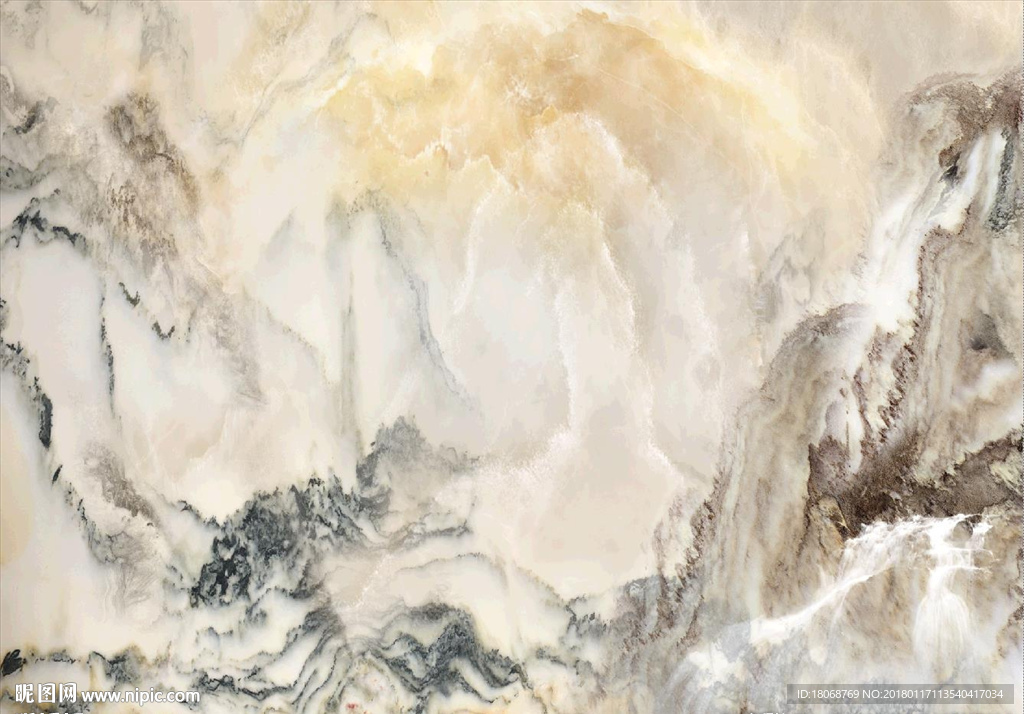 新中式山水大理石电视背景墙