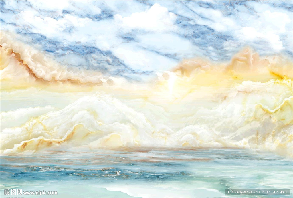 天空山水大理石纹理石纹背景墙