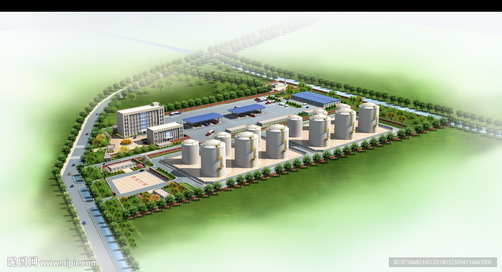 仓储油库 办公楼 厂区PSD