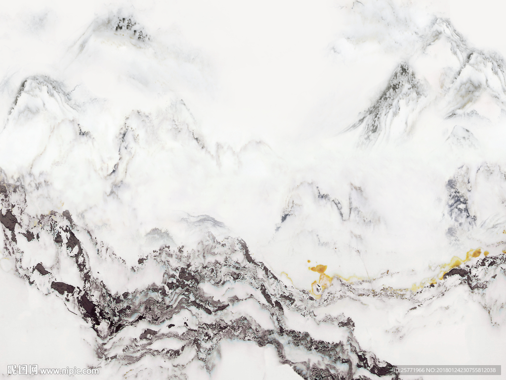 大理石纹中式水墨山水画