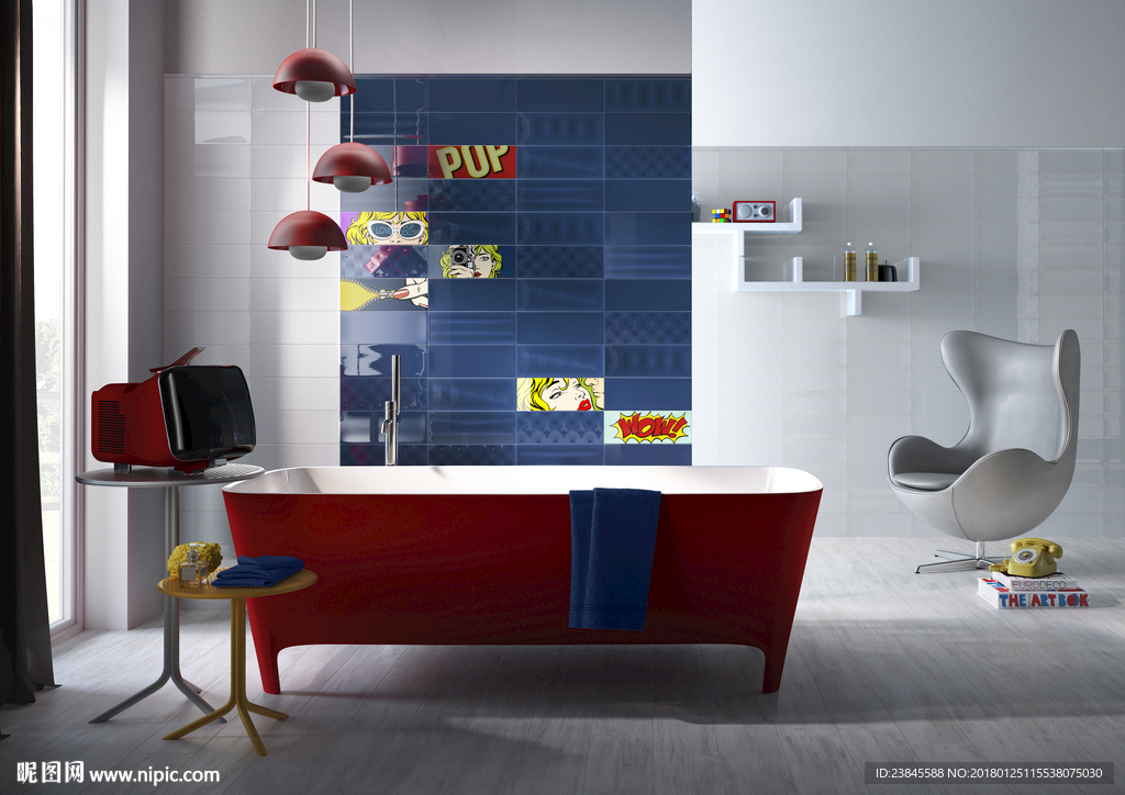 瓷砖效果图 仿古砖 北欧风格