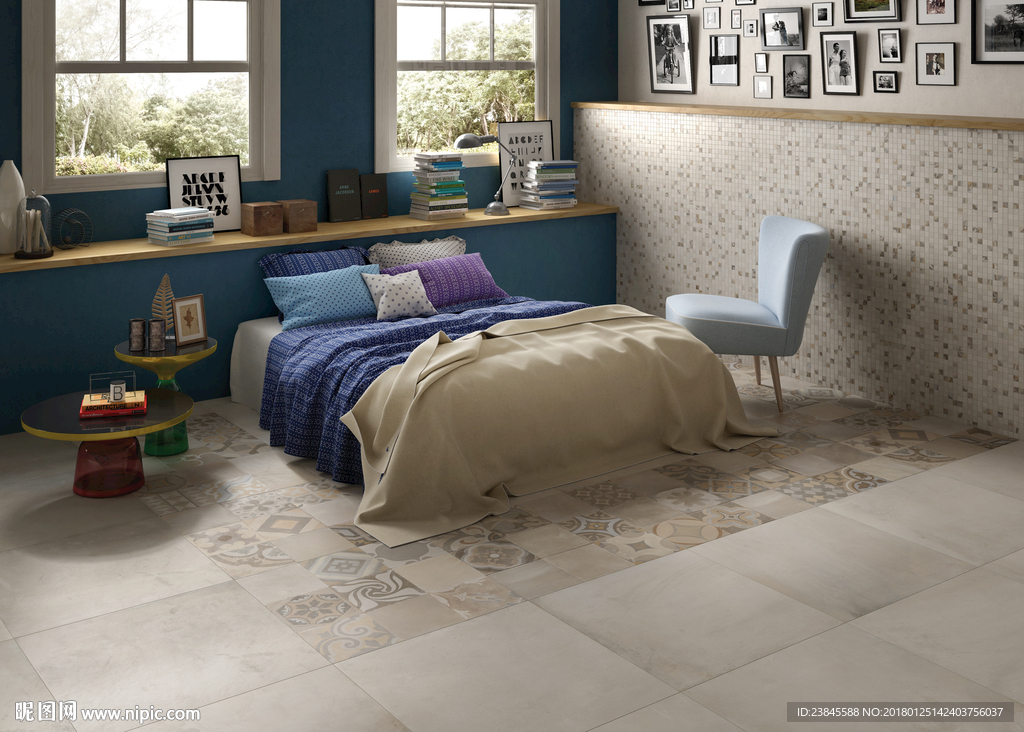 瓷砖效果图 仿古砖 北欧风格