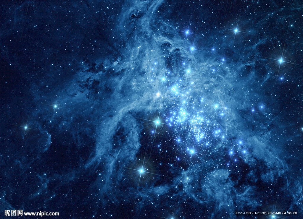 蓝色星空吊顶壁画装饰画