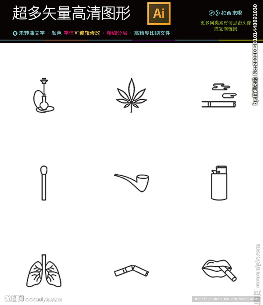 全套通用吸烟有害健康图标