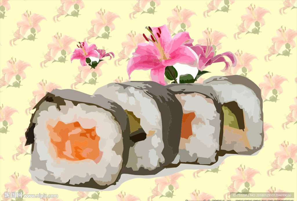 美食背景 日式料理 三文鱼