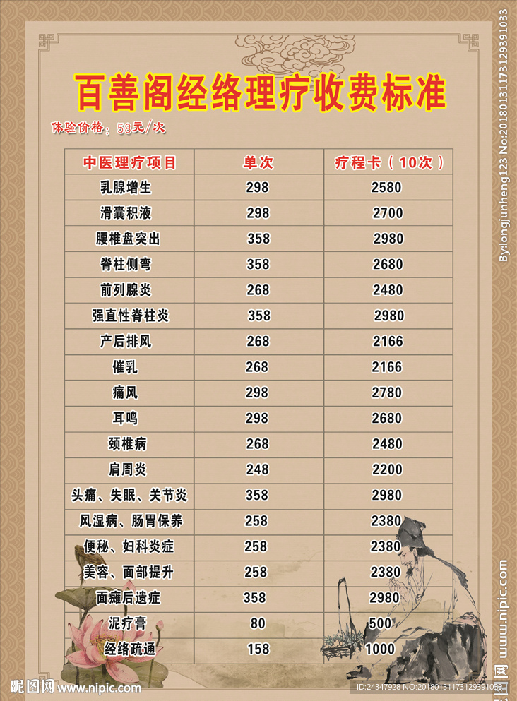 百善阁经络理疗收费标准