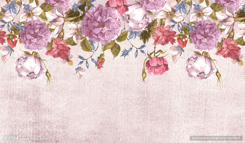 水彩花卉背景墙