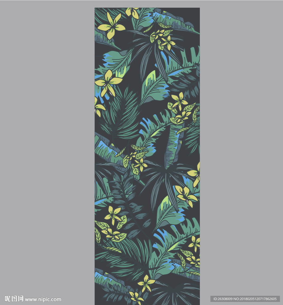 手绘热带植物花卉