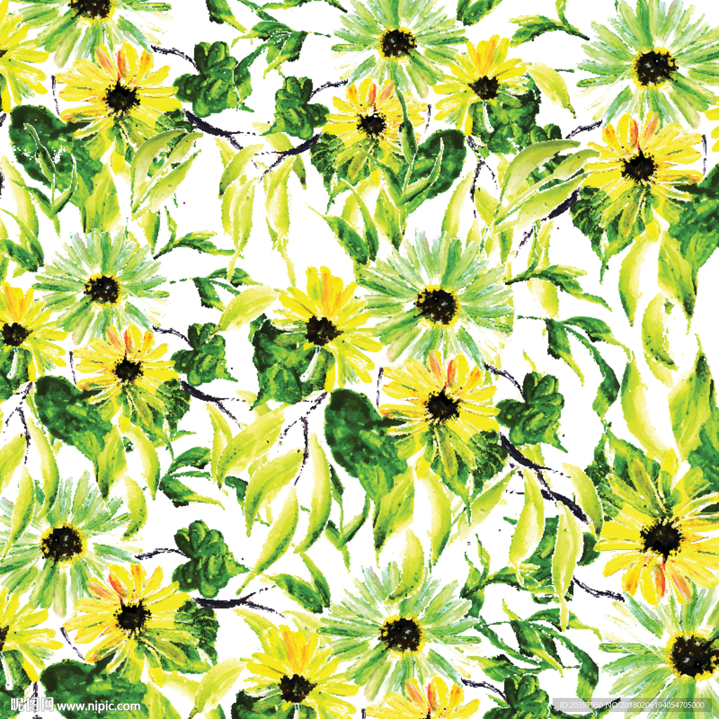 向日葵花卉 黄色花卉 菊花图案