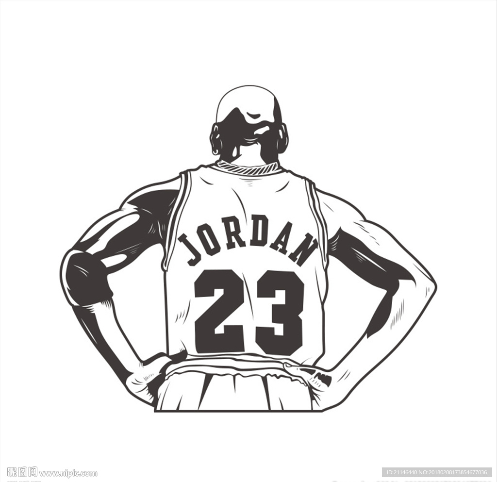 AI乔丹23号球衣印刷雕刻矢量