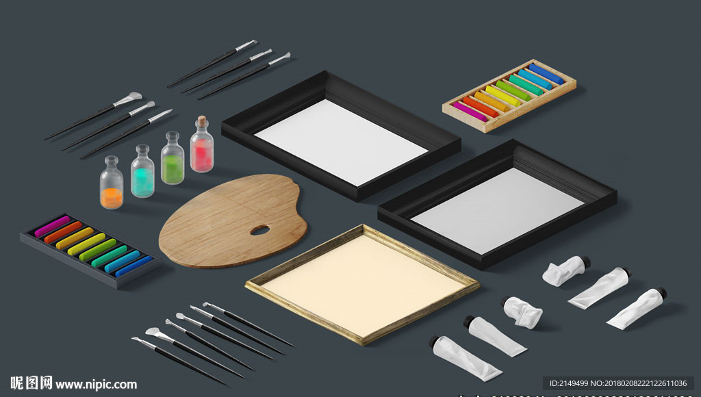 画具颜料调色板样机模板