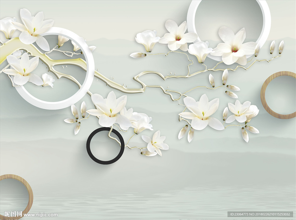 简约玉雕花卉电视背景墙