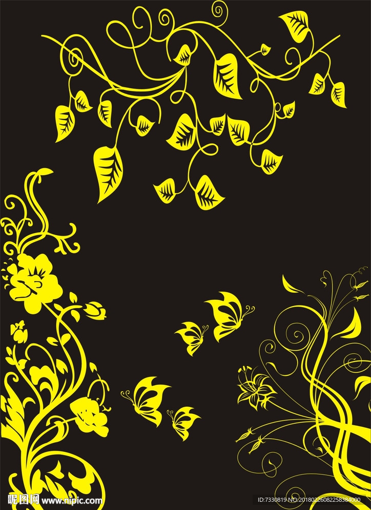 硅藻泥 墙纸 矢量花