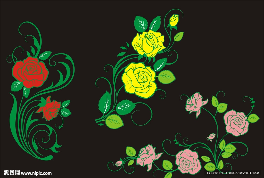 硅藻泥 玫瑰花 矢量玫瑰