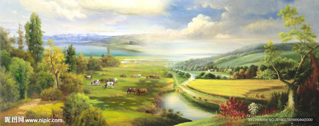 西方古典田园风光油画装饰画