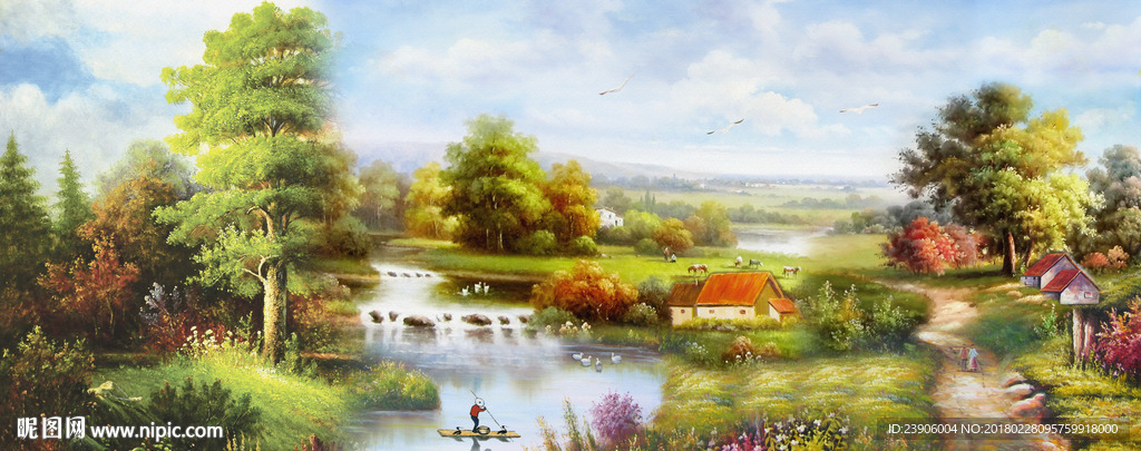 古典田园森林油画装饰画