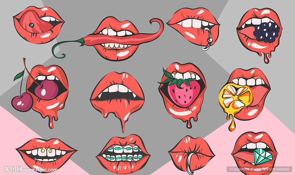 美食嘴唇时尚餐厅背景墙