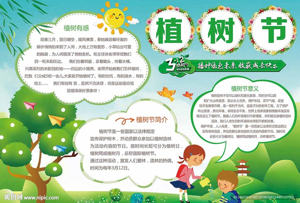 3月12植树节小报植树节手抄报