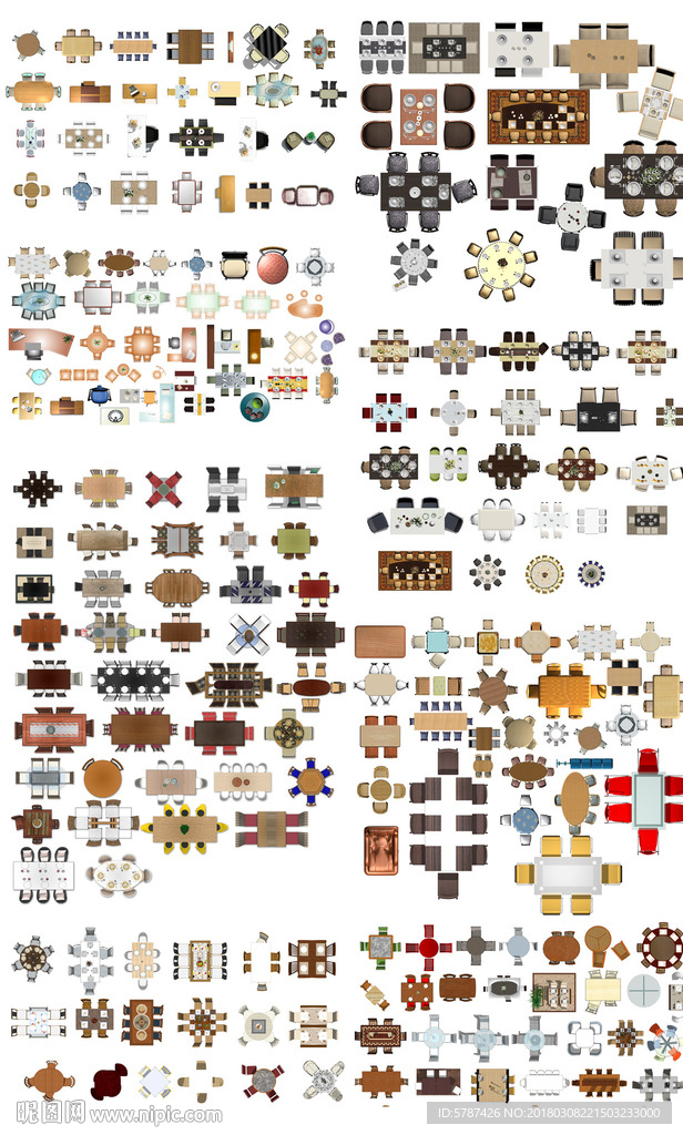 分层桌椅彩平图集