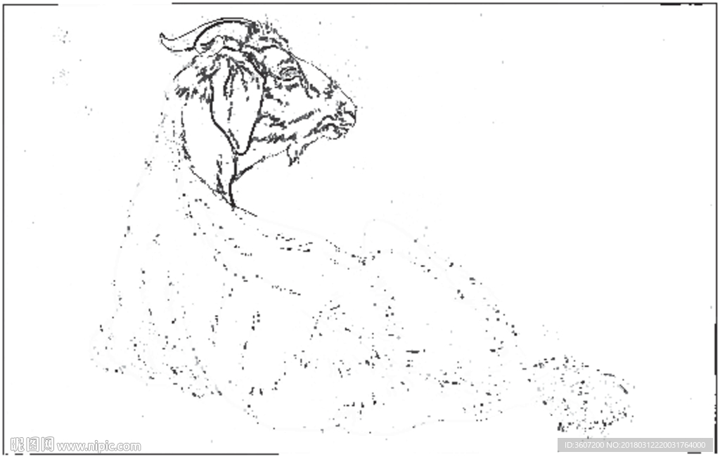 山羊 白描 素描 线描 国画