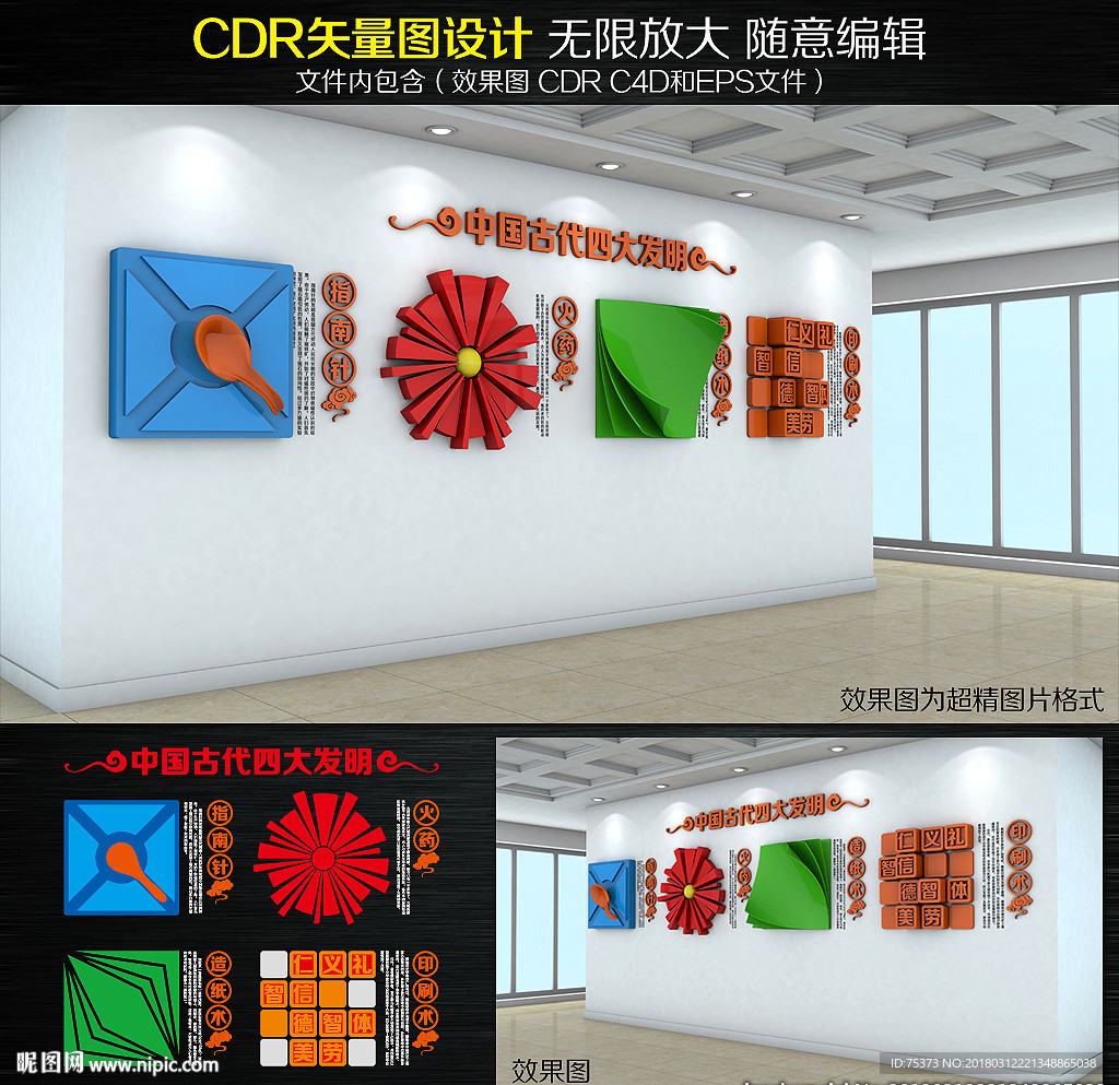 四大发明文化墙