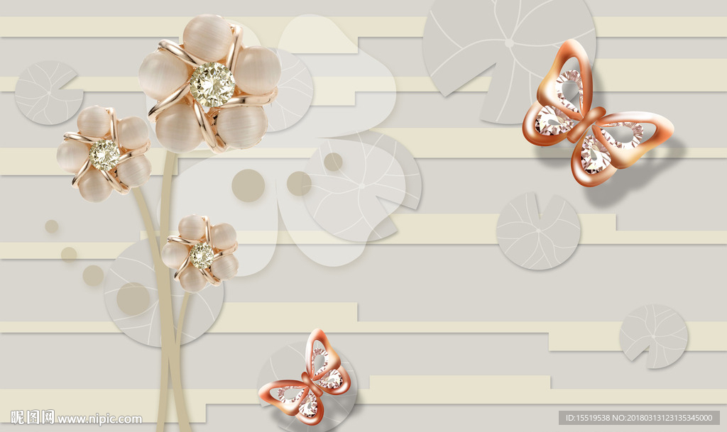 3D立体蝴蝶背景墙