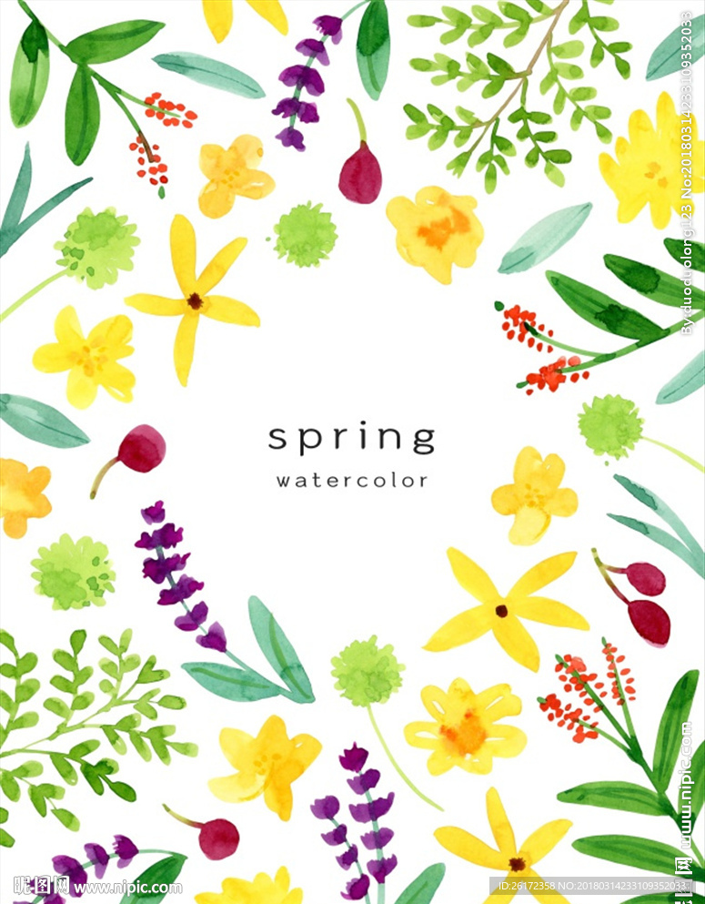 水彩婚礼迎宾牌邀请卡背景海报