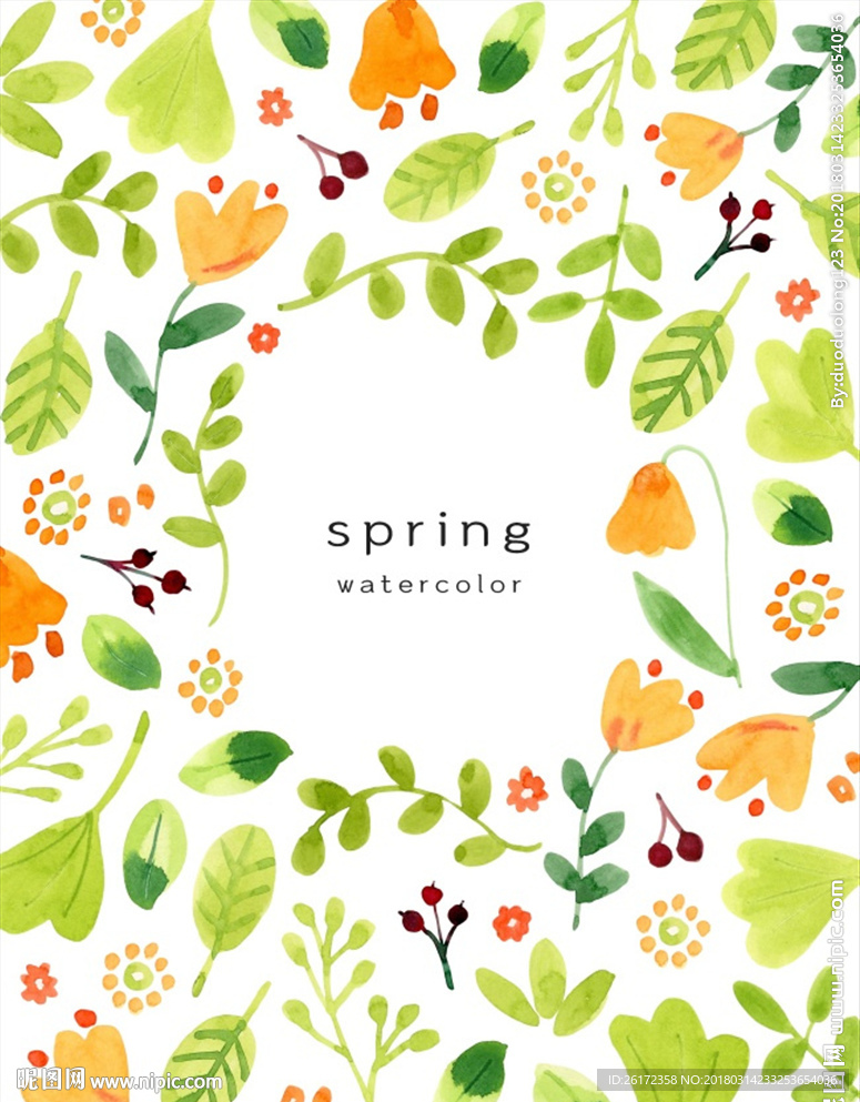 水彩婚礼迎宾牌邀请卡背景海报