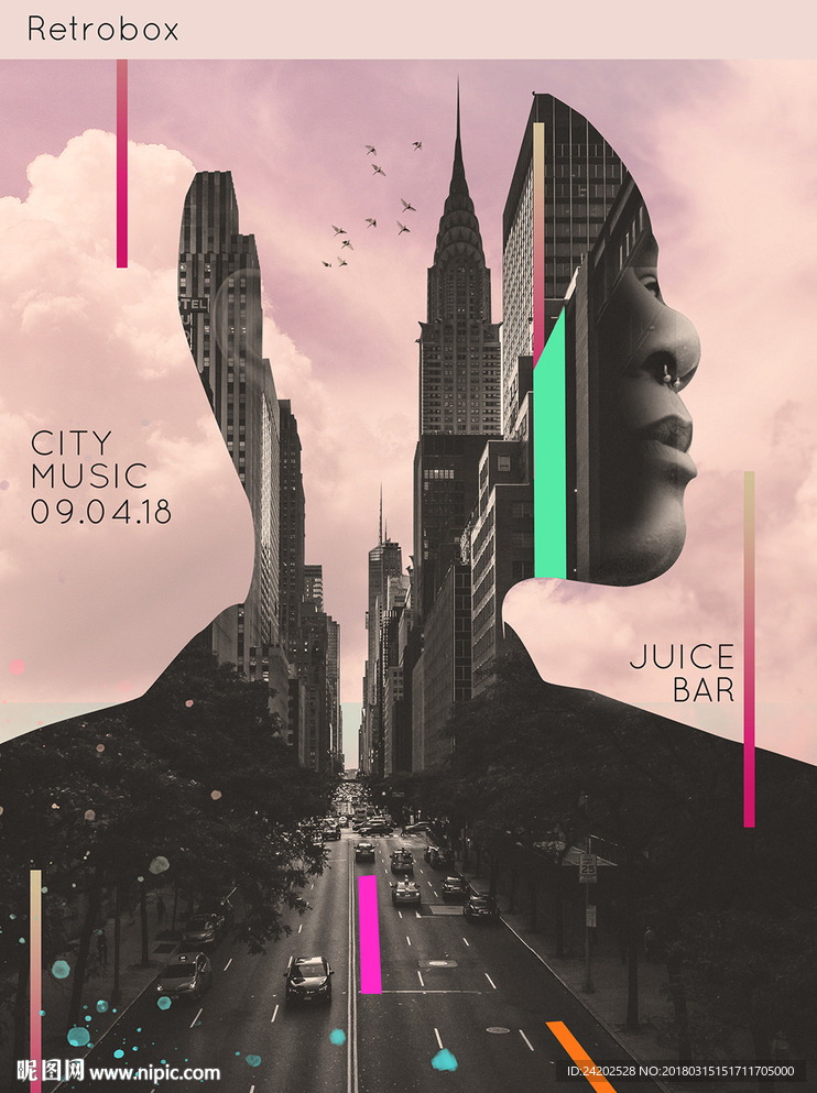 炫酷未来都市梦想创意PS海报